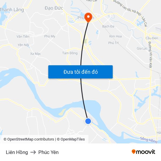 Liên Hồng to Phúc Yên map