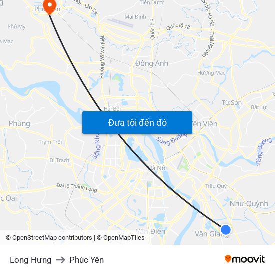 Long Hưng to Phúc Yên map