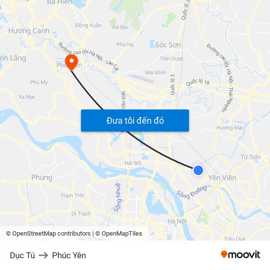 Dục Tú to Phúc Yên map