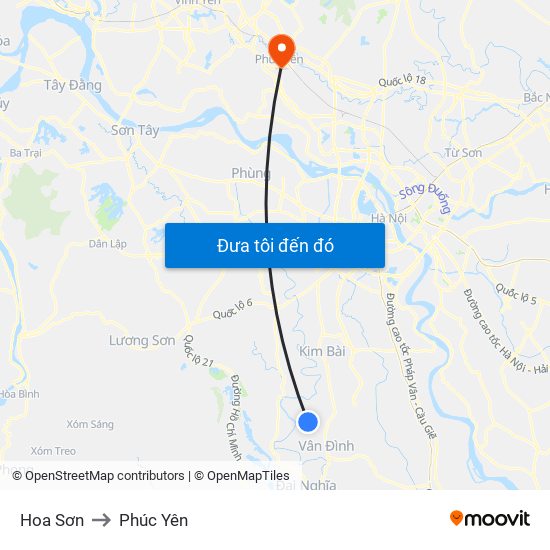 Hoa Sơn to Phúc Yên map