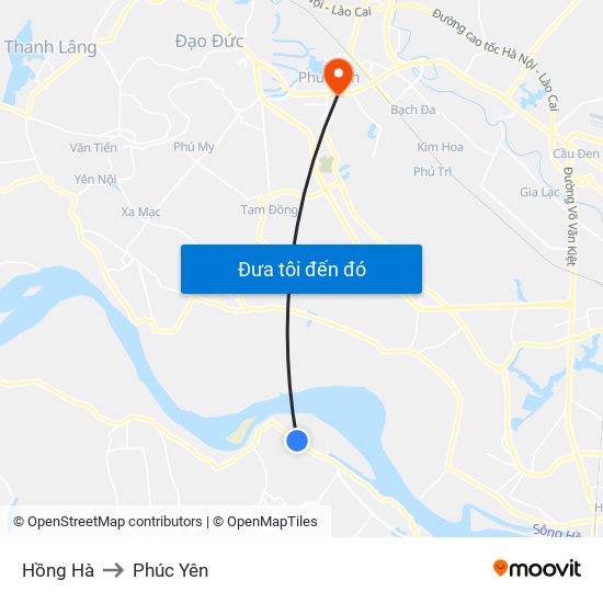 Hồng Hà to Phúc Yên map