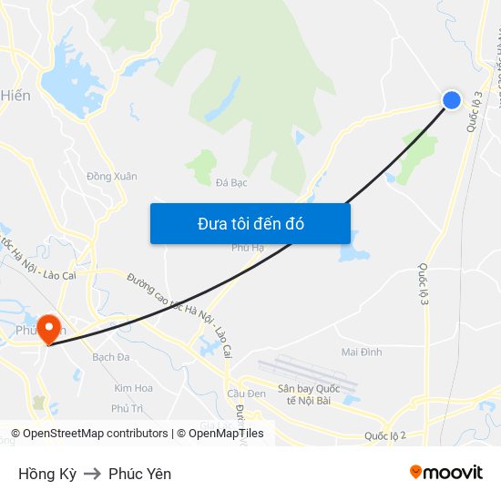 Hồng Kỳ to Phúc Yên map