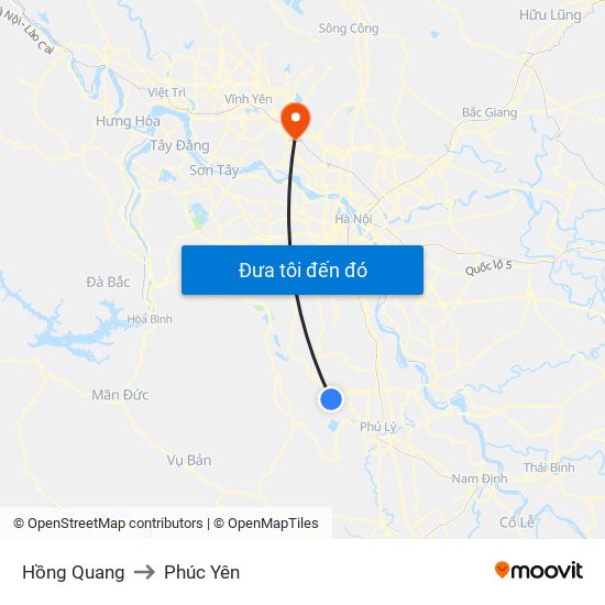 Hồng Quang to Phúc Yên map