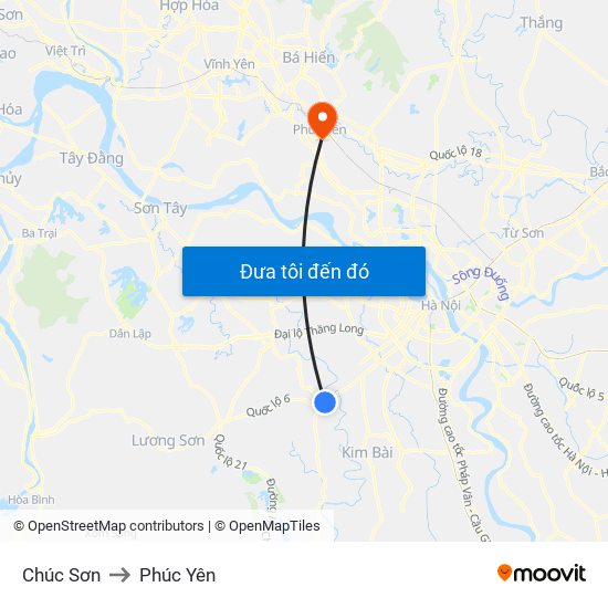 Chúc Sơn to Phúc Yên map