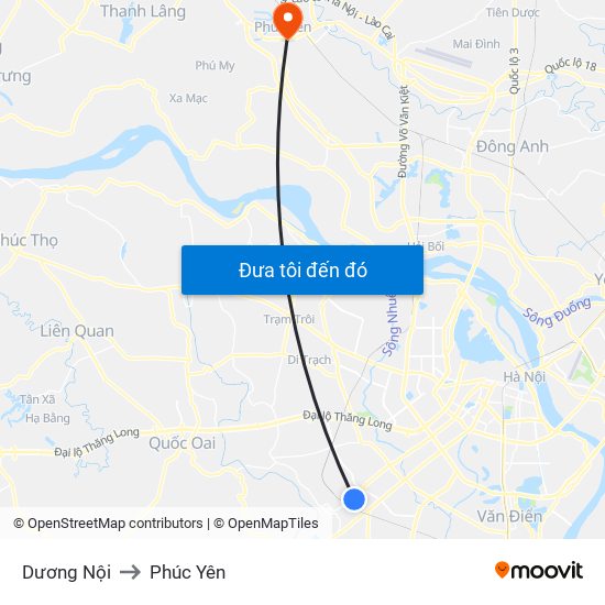 Dương Nội to Phúc Yên map