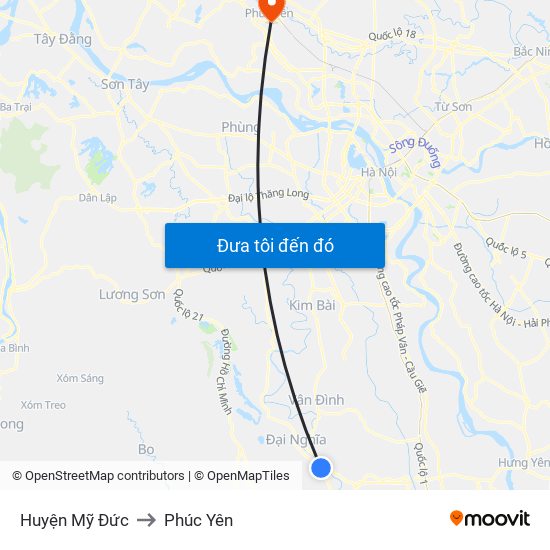 Huyện Mỹ Đức to Phúc Yên map