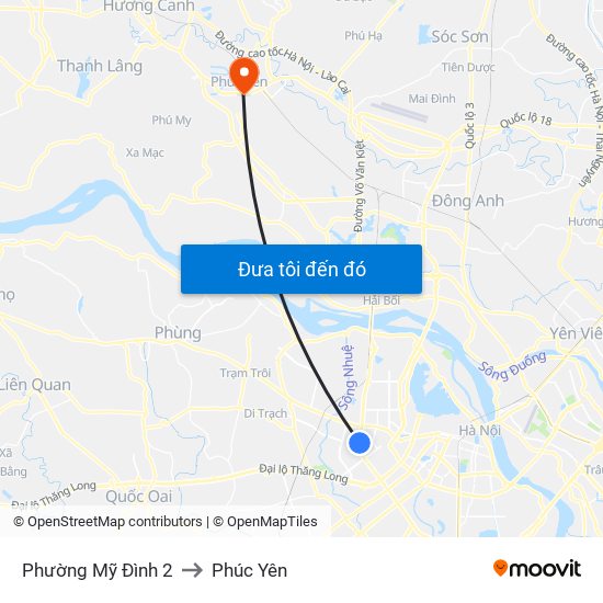 Phường Mỹ Đình 2 to Phúc Yên map