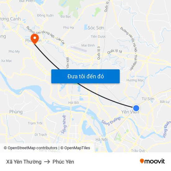 Xã Yên Thường to Phúc Yên map