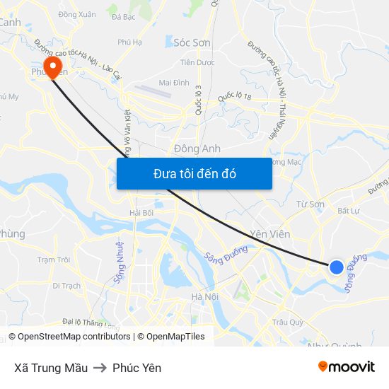 Xã Trung Mầu to Phúc Yên map