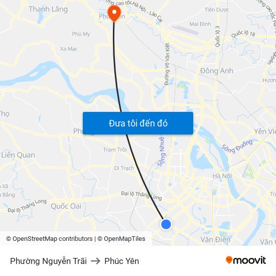 Phường Nguyễn Trãi to Phúc Yên map