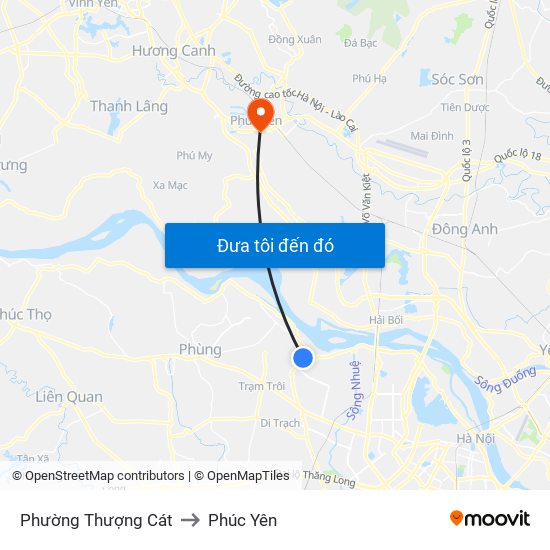 Phường Thượng Cát to Phúc Yên map