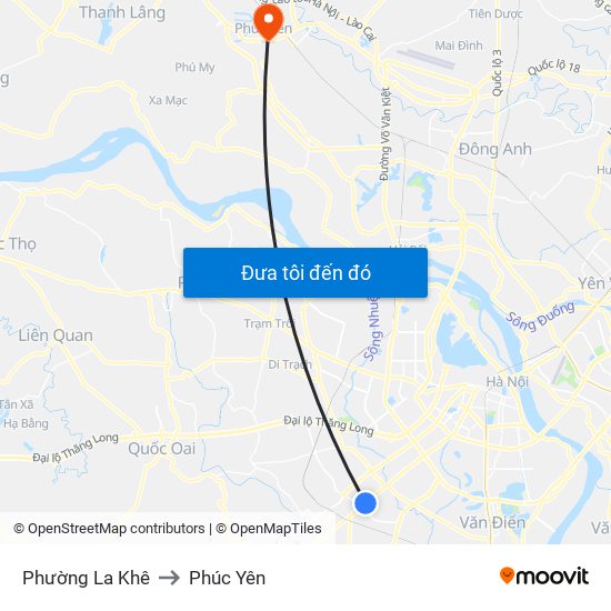 Phường La Khê to Phúc Yên map
