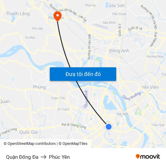 Quận Đống Đa to Phúc Yên map