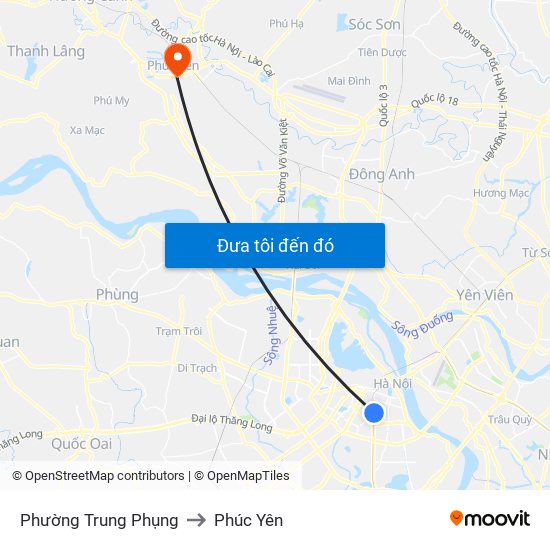 Phường Trung Phụng to Phúc Yên map