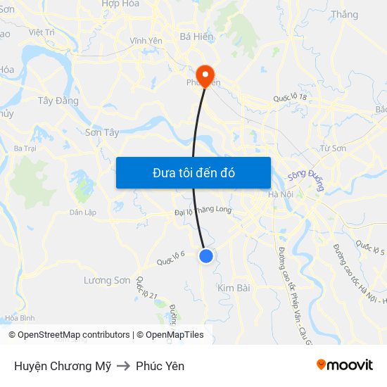 Huyện Chương Mỹ to Phúc Yên map