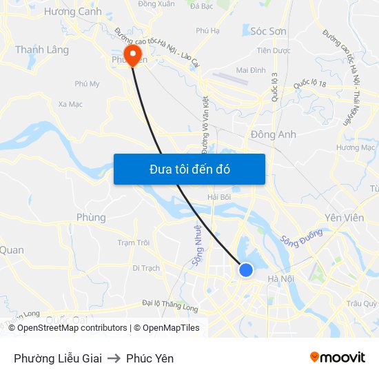 Phường Liễu Giai to Phúc Yên map