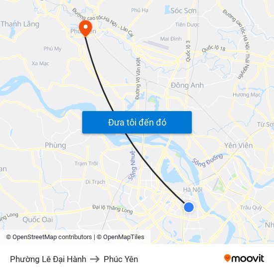 Phường Lê Đại Hành to Phúc Yên map