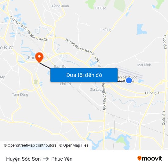 Huyện Sóc Sơn to Phúc Yên map