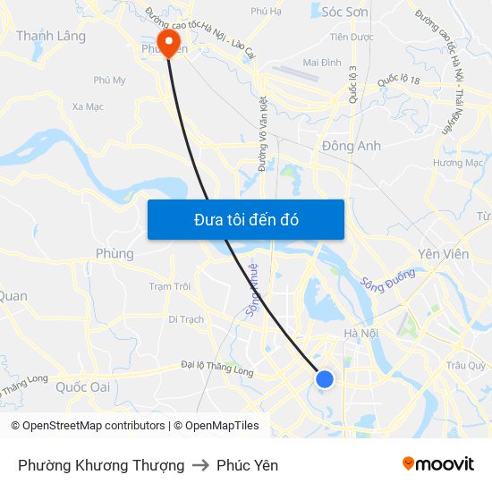 Phường Khương Thượng to Phúc Yên map