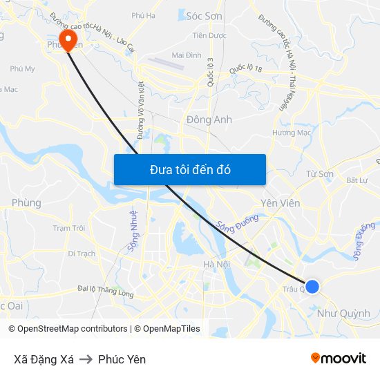 Xã Đặng Xá to Phúc Yên map