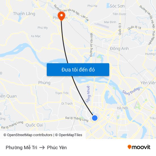 Phường Mễ Trì to Phúc Yên map