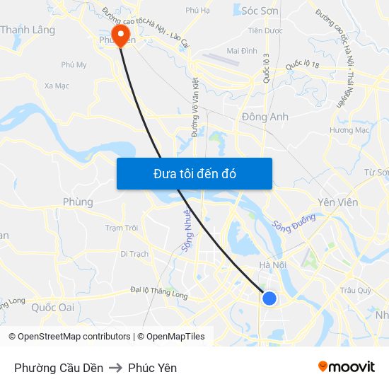 Phường Cầu Dền to Phúc Yên map