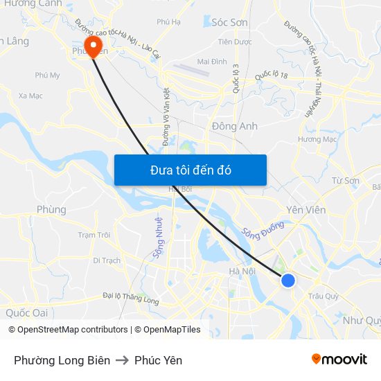 Phường Long Biên to Phúc Yên map