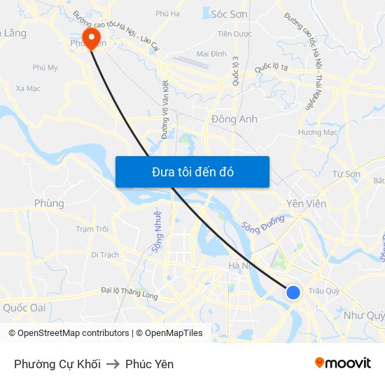 Phường Cự Khối to Phúc Yên map