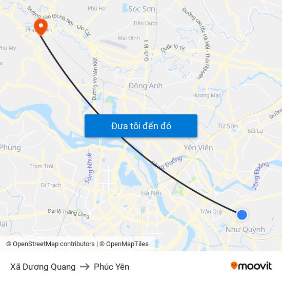 Xã Dương Quang to Phúc Yên map