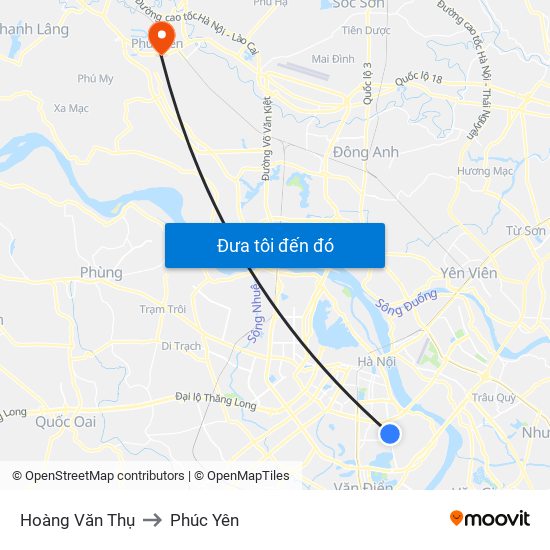 Hoàng Văn Thụ to Phúc Yên map