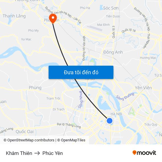 Khâm Thiên to Phúc Yên map