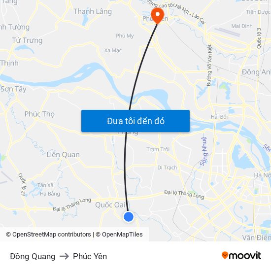 Đồng Quang to Phúc Yên map
