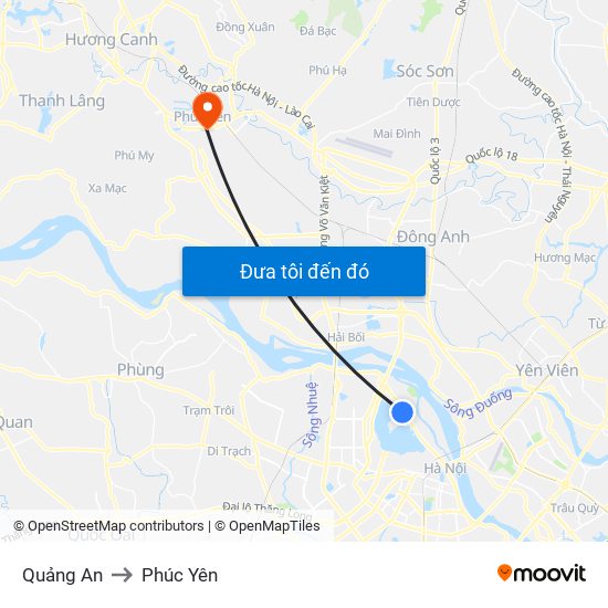 Quảng An to Phúc Yên map