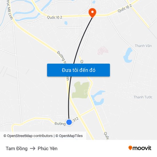 Tam Đồng to Phúc Yên map