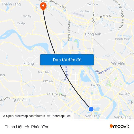 Thịnh Liệt to Phúc Yên map