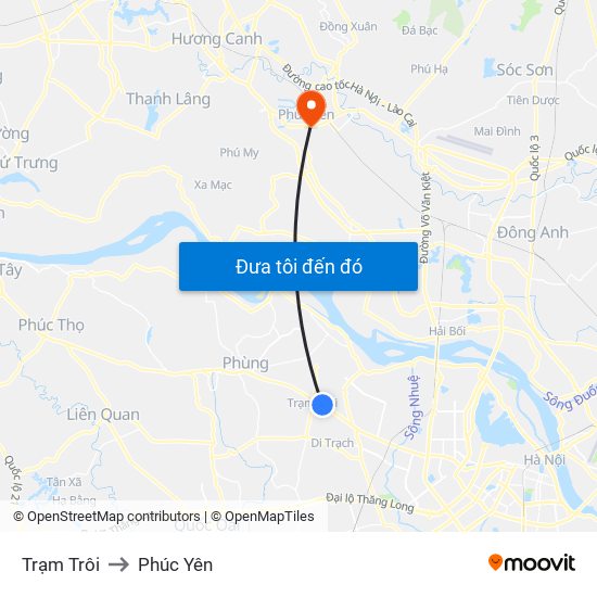 Trạm Trôi to Phúc Yên map