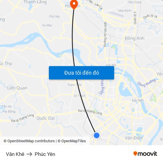 Văn Khê to Phúc Yên map