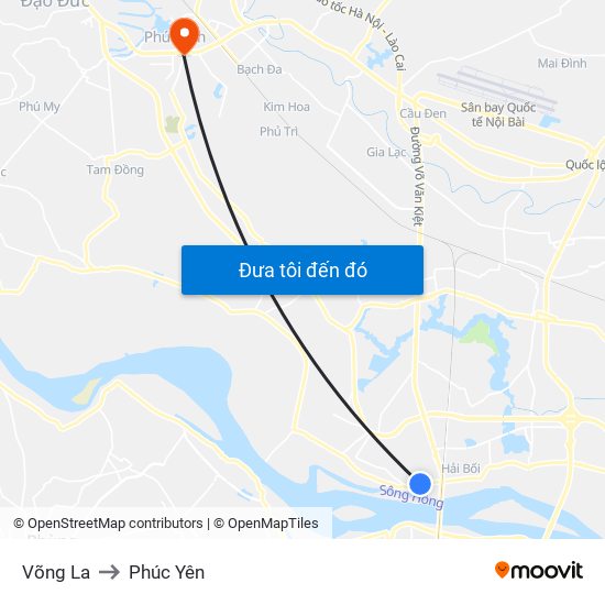 Võng La to Phúc Yên map