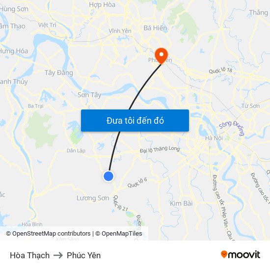 Hòa Thạch to Phúc Yên map