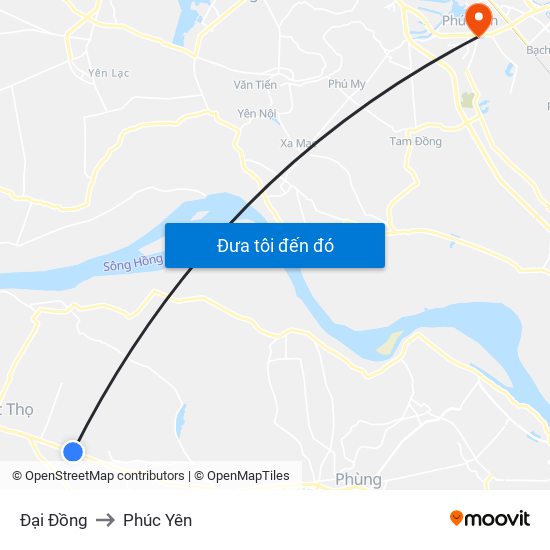 Đại Đồng to Phúc Yên map