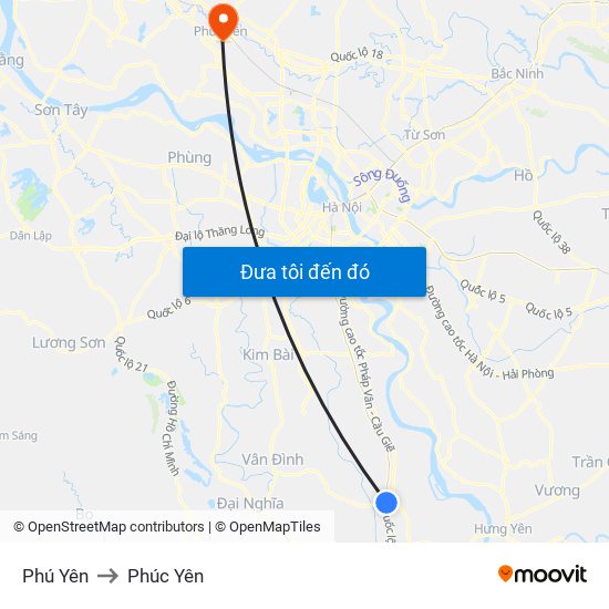 Phú Yên to Phúc Yên map