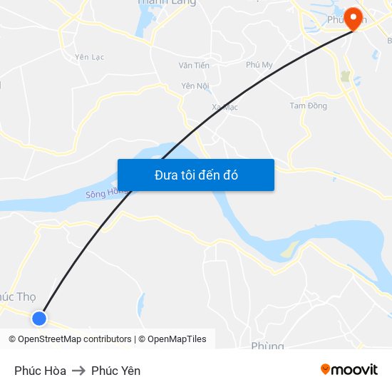 Phúc Hòa to Phúc Yên map