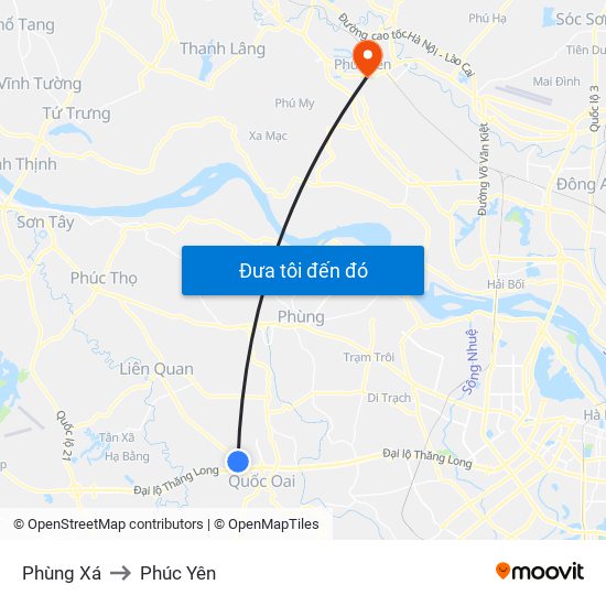 Phùng Xá to Phúc Yên map