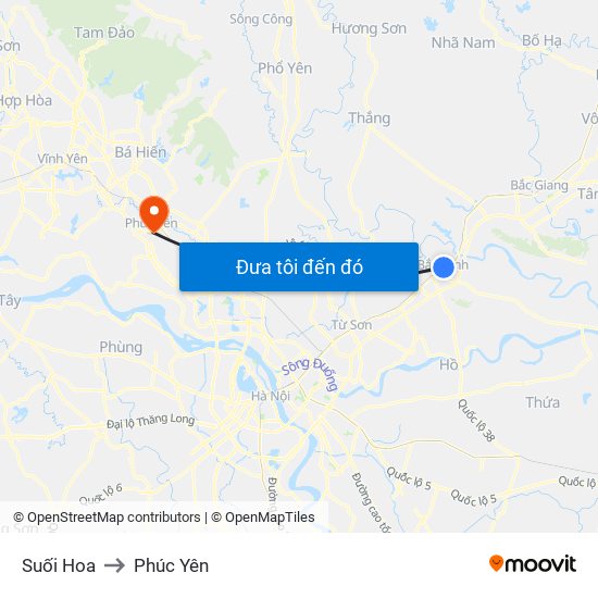 Suối Hoa to Phúc Yên map