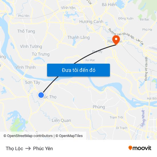 Thọ Lộc to Phúc Yên map