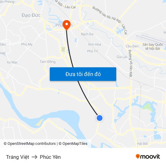 Tráng Việt to Phúc Yên map