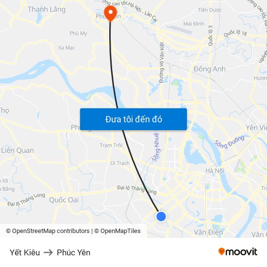 Yết Kiêu to Phúc Yên map