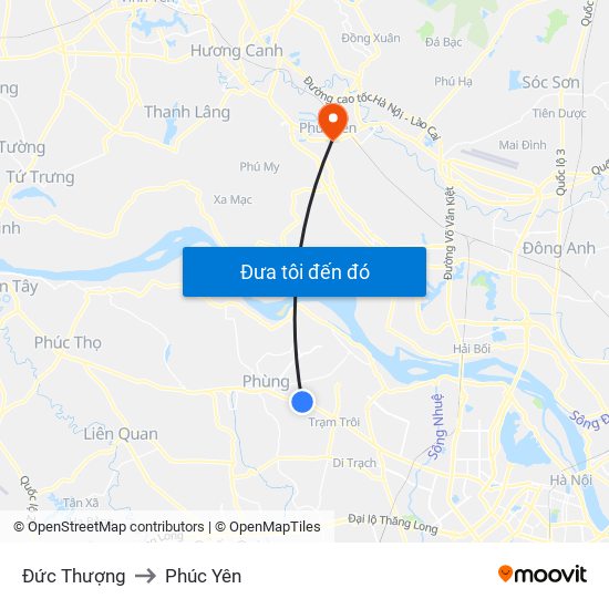 Đức Thượng to Phúc Yên map