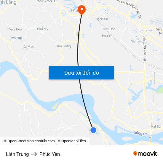 Liên Trung to Phúc Yên map