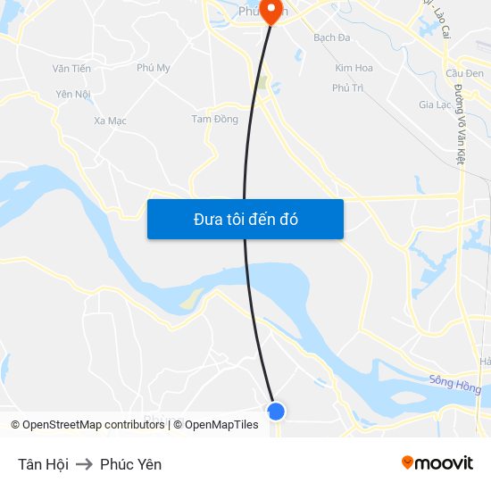 Tân Hội to Phúc Yên map